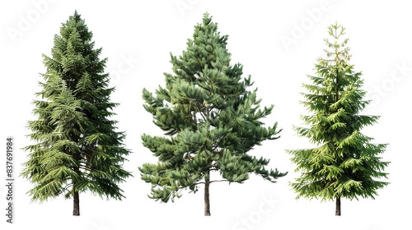 Fototapeta Pine trees isolated on a transparent background