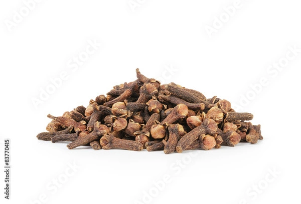 Fototapeta heap of dry cloves spice isolated on a white