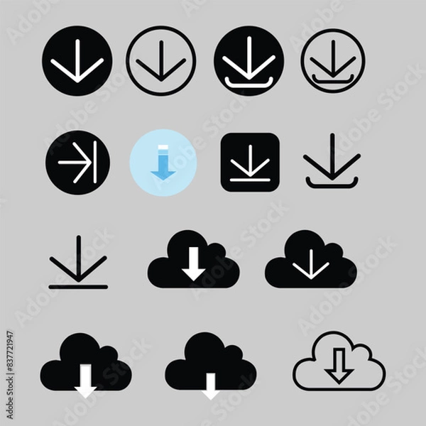 Obraz Download vector icon,symbol arrow button for apps and website  