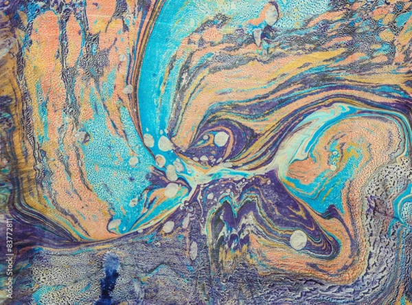 Obraz ebru blue space