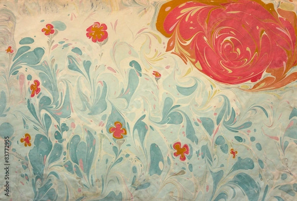 Obraz ebru with flower and sun