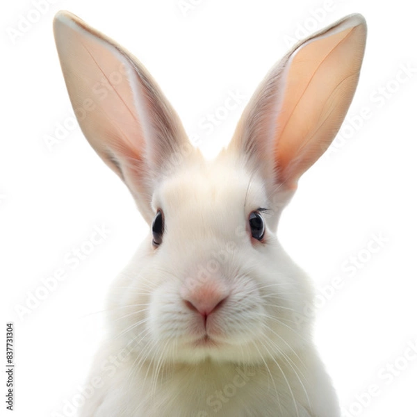 Fototapeta White rabbit portrait  on white background