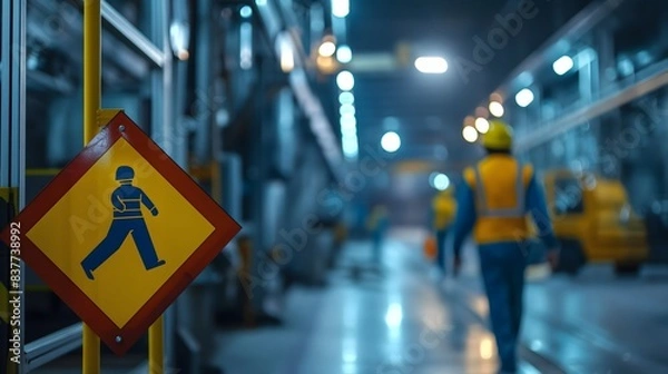 Fototapeta 10. See the safety precaution signs as integral components of the industrial ecosystem, seamlessly integrated into the fabric of daily operations and ensuring that safety remains at the forefront of