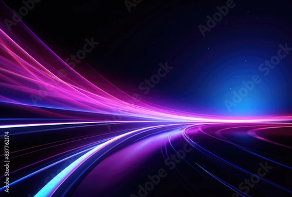 Fototapeta Futuristic Neon Light Trails in Dark Space