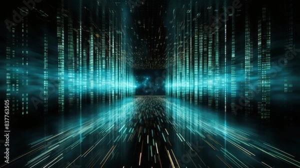 Fototapeta Binary Deluge Futuristic Abstract Background