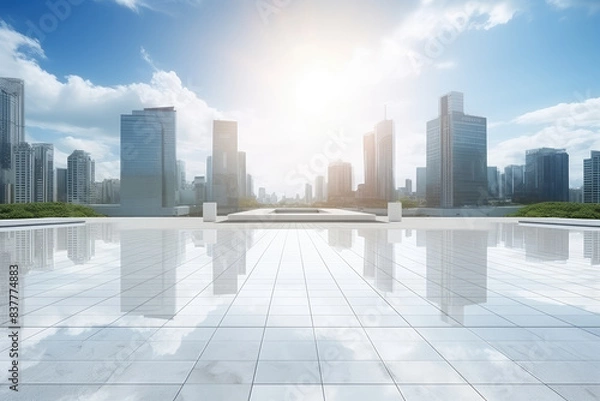 Obraz Modern City Skyline with Reflective Surface