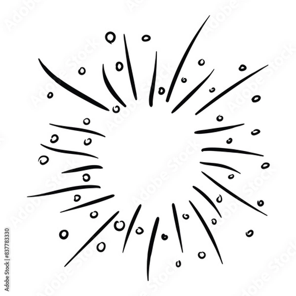 Fototapeta Sunburst doodle. hipster style vintage rays. doodle element. firework. star burst hand drawn radial lines