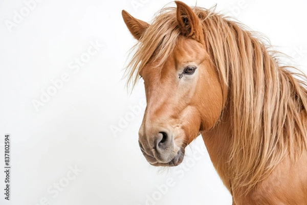 Obraz Close-up portrait of a chestnut horse with a soft, fluffy mane