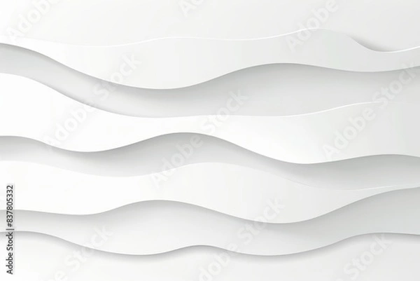 Obraz White wavy lines create a smooth and minimalist abstract pattern, perfect for backgrounds and design projects seeking a clean, modern aesthetic.