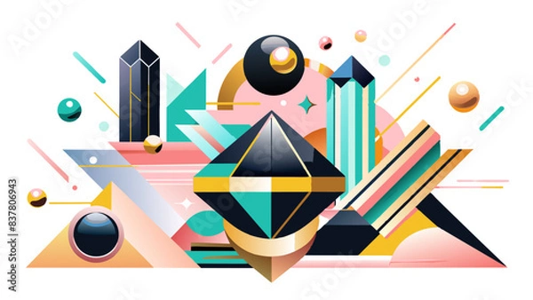 Obraz Abstract Geometric Shapes with Vibrant Colors and Modern Design