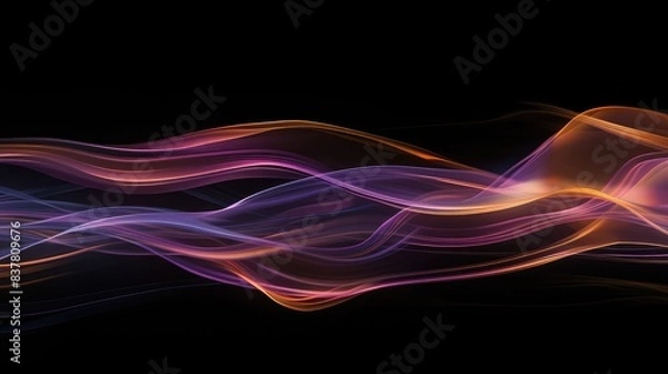 Obraz Colorful Light Waves on Dark Background Design