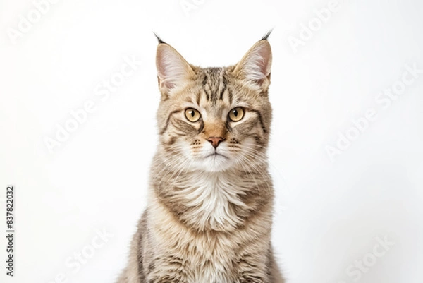 Fototapeta Close-up of a Tabby Cat with Big, Round Eyes