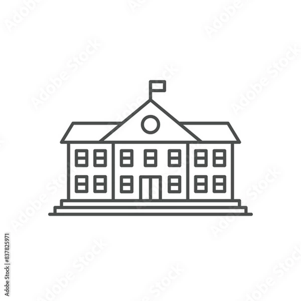 Obraz School building line icon, vector pictogram of college or university. Education illustration, sign for schoolhouse exterior.