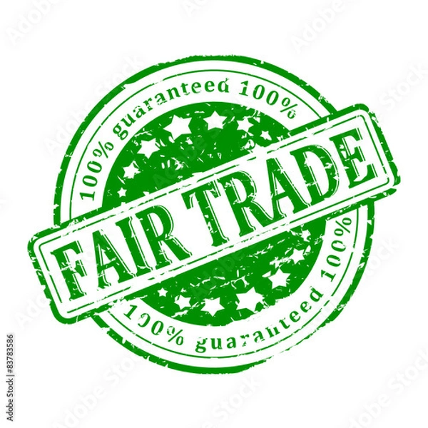 Obraz Damage to the round green stamp - fair trade - vector