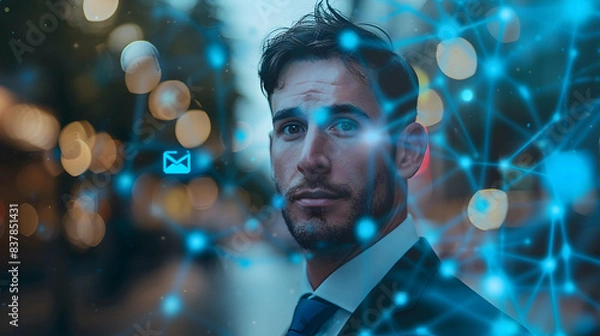 Fototapeta Pursuing Opportunities: Employee Profile Update with LinkedIn Symbol, Post Layoff Transition. Ideal for Business and Career Ads. Photo Realistic Concept on Adobe Stock.