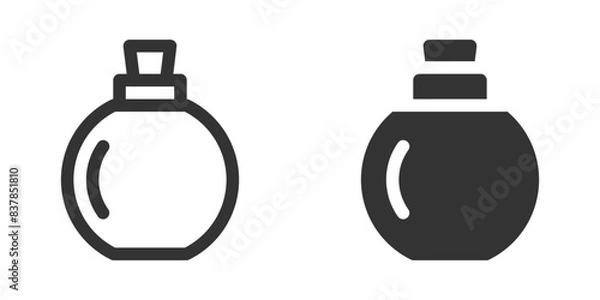 Obraz Vector illustration of perfume bottle icons in black and white. Ideal for representing fragrance, beauty, and cosmetic products.