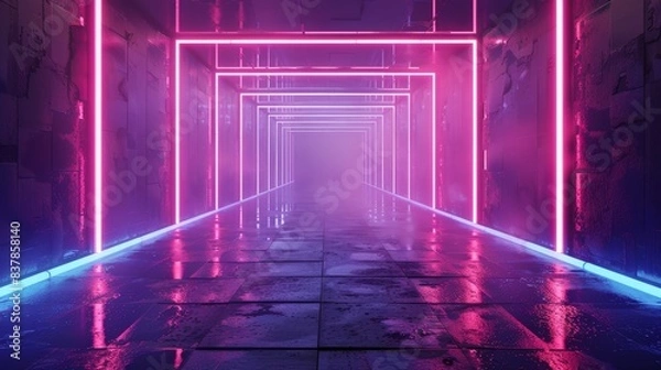 Fototapeta Vibrant Neon Light Trails Abstract Background