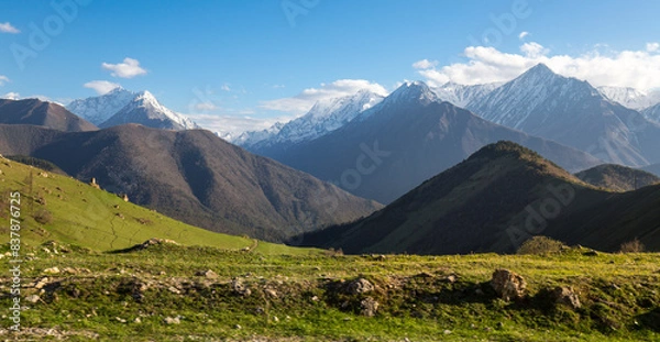 Obraz Panoramic view of the Caucasus mountains