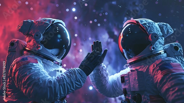 Obraz Astronauts giving a high five