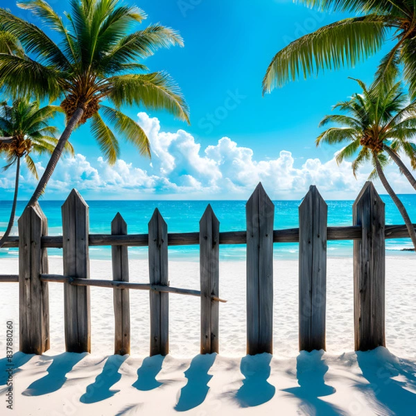 Obraz trees on the beach generative IA	