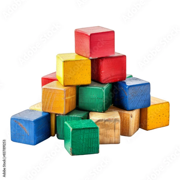 Obraz A stack of colorful blocks with a rainbow pattern