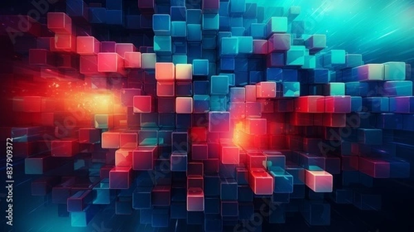 Fototapeta Pixelated Abstract Background with Retro Vibes