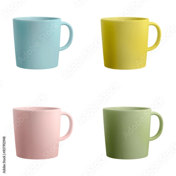 Fototapeta Colorful ceramic coffee cups set design element