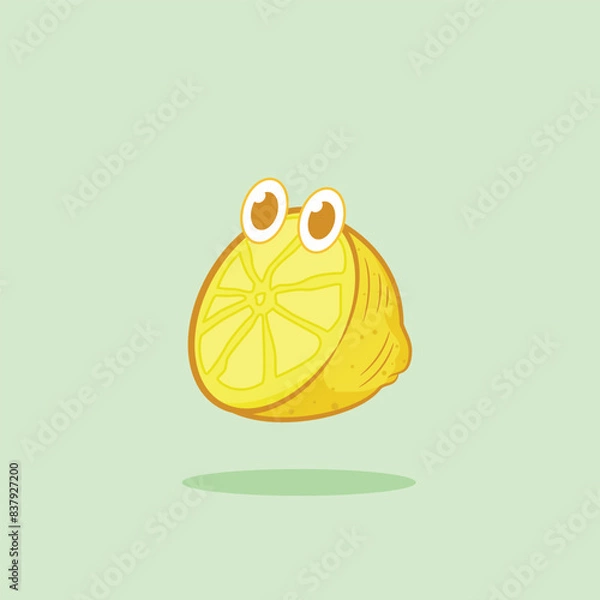 Fototapeta Cute vector illustration of lemon slice