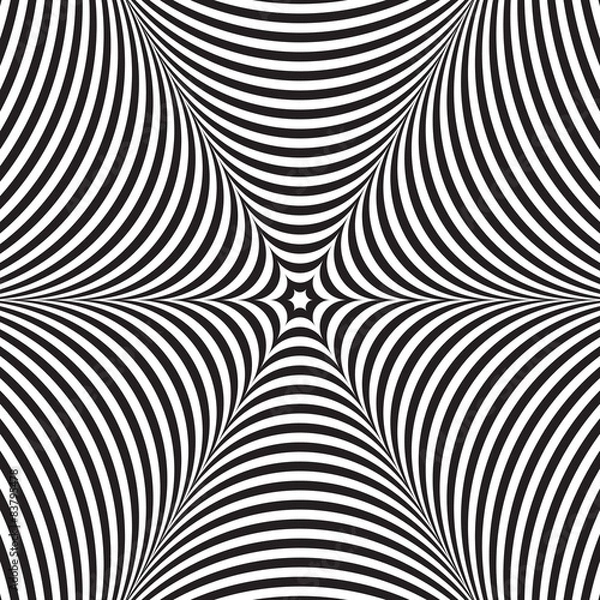 Fototapeta Abstract vector black and white striped background. Optical