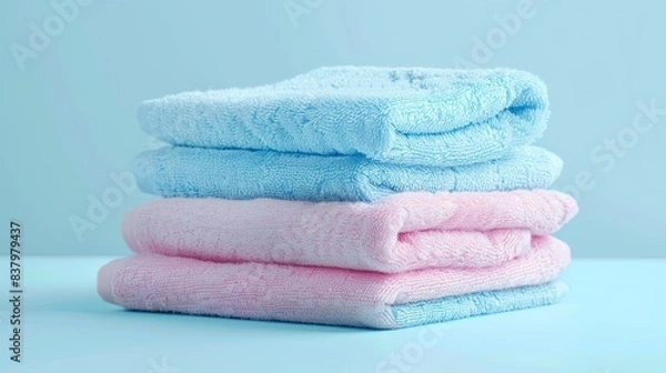 Obraz Stack of neatly folded towels on the background. 3D vector