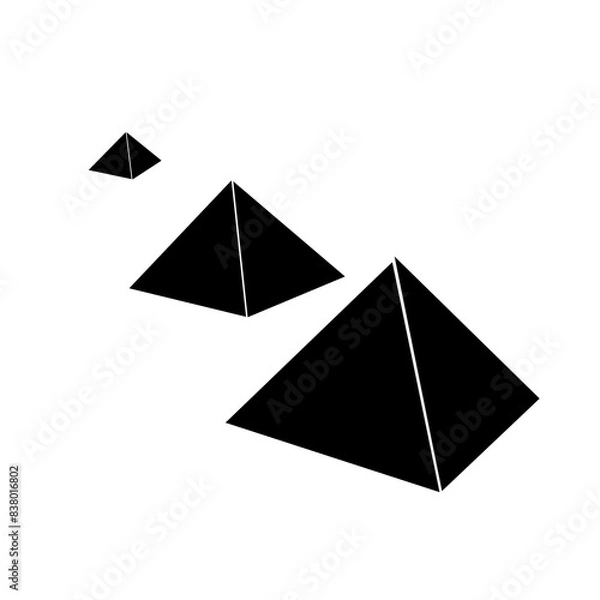 Fototapeta three black cones form a pyramid without background