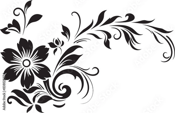Fototapeta Antique Scrollwork Graphic Classic Floral Emblem Victorian Era Icon Intricate Divider Line Element