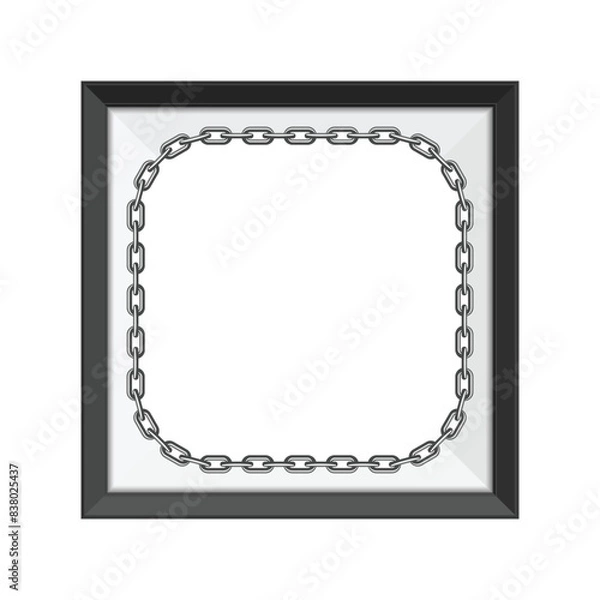 Fototapeta Realistic photo frame with chain link. Black, blank picture frames for image or text. Modern design element for you product mock-up or presentation.