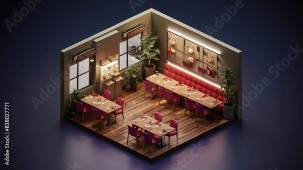 Obraz Minimalist Eatery Design with Vertical Garden Feature for design inspiration