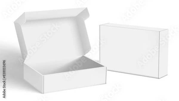 Fototapeta Realistic Open And Closed Blank Packaging Boxes