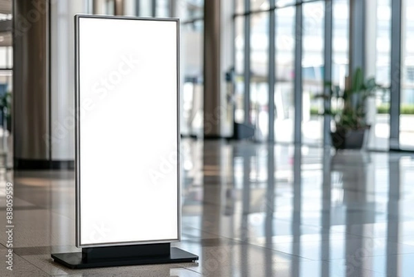 Obraz Mockup vertical billboard stand, digital lightbox standing in company's lobby