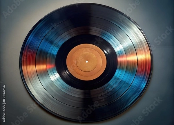 Obraz vinyl disc record with mesmerizing spectrum light reflecting off surface visual effect