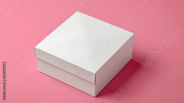 Fototapeta Mockup empty white package box isolated on pink background