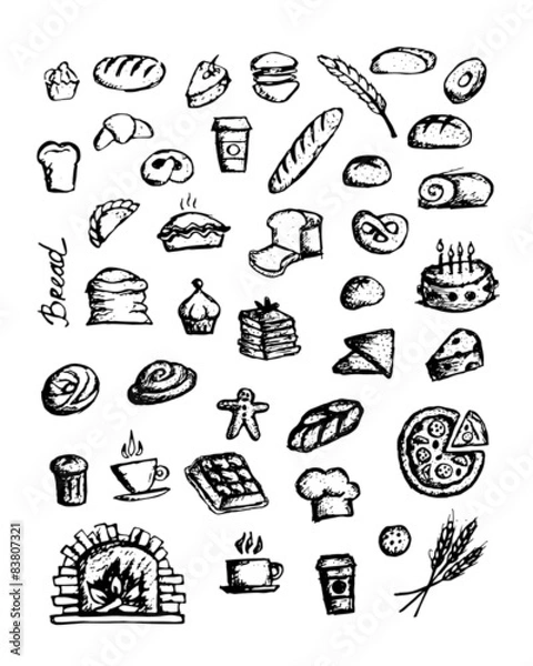 Fototapeta Bakery collection, sketch for your design