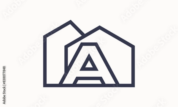 Fototapeta Vector initial letter A with home monogram apartment headquarter building with simple layer logo design	
