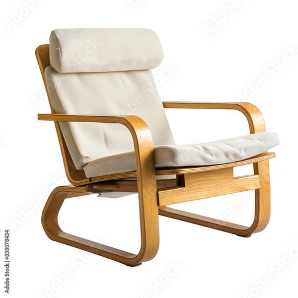 Fototapeta The modern chair with a white stained oak veneer, isolated white background. Suitable for interior design projects.[A-0002]