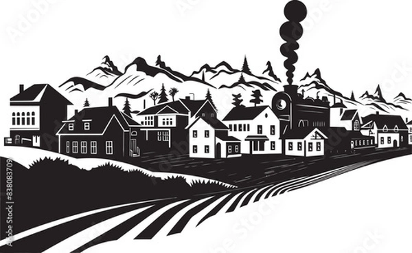 Fototapeta Tranquil Village Haven Vector and Icon Design Picturesque Hamlet Iconic Logo and Vector