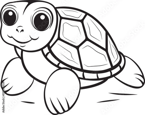 Obraz Elegant Turtle Badge Simple Logo Concept Whimsical Lineart Turtle Icon Minimalistic Graphic Representation
