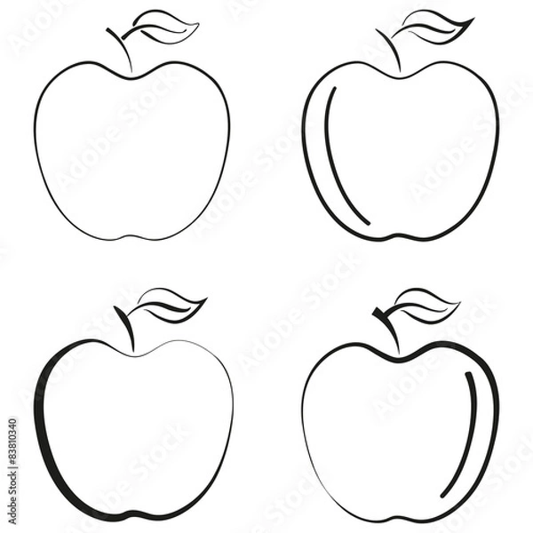 Fototapeta outlined apple fruit icon silhouette logo vector element