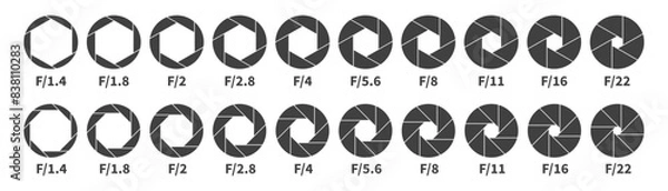 Obraz Aperture icon set. Aperture icons on white background.