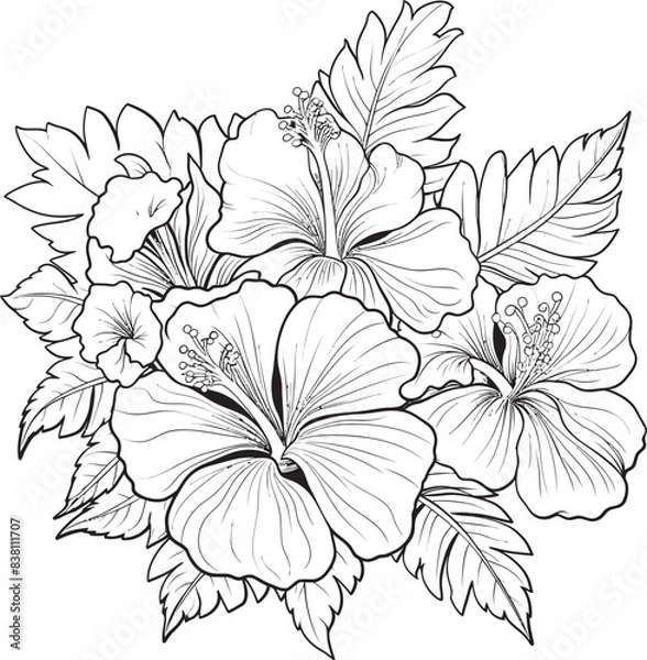 Obraz Tropical Botanical Fusion Serene Graphic Formulations Exotic Plant Symbolism Artistic Logo Designs