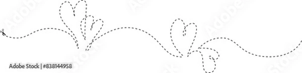 Obraz Heart dotted line with scissors