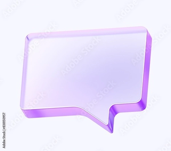 Obraz glass chat bubble shape with colorful gradient. 3d rendering illustration for graphic design, presentation or background