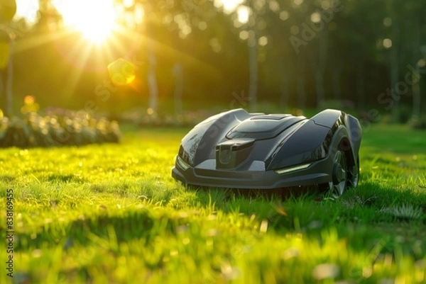 Fototapeta The robot lawn mower’s efficient mowing kept the yard’s grass at an ideal length, promoting lush and healthy growth