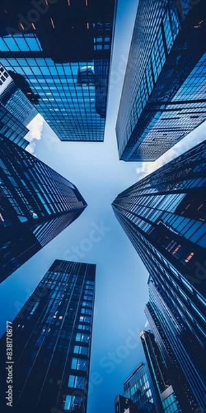 Obraz Edifícios  modernos em contraste com o céu azul claro